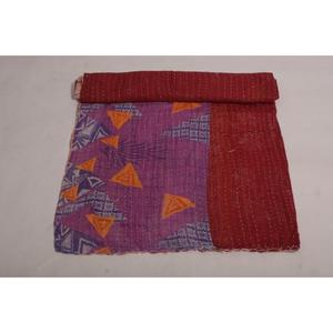 Handmade Kantha <b>Quilt</b> Vintage Indian Floral Print Cotton <b>Throw</b> Eco Friendly Boho Reversible Bedspread - Product Image 3