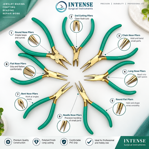 Juego de Pinzas Profesionales para Hacer Joyas, 8 Piezas, Kit de Herramientas Manuales de Precisión, Mango Verde, Acabado Dorado, Embalaje Personalizado - Product Image 2