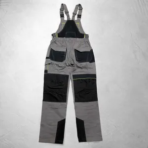 Pantalones de Trabajo Grises para Hombre con Paneles Reforzados Negros, Ribete Amarillo Neón y Múltiples Bolsillos Tipo Cargo - Product Image 2