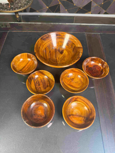 Ensemble de bols en bois de qualité supérieure, faits à la main, en bois massif, pour salade, soupe, riz, vaisselle écologique pour la table - Product Image 3