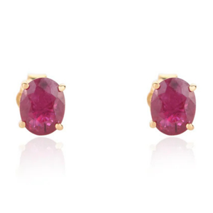 Handcrafted 18K Gold Natural Ruby Single Stone Stud <b>Earrings</b> - Product Image 2