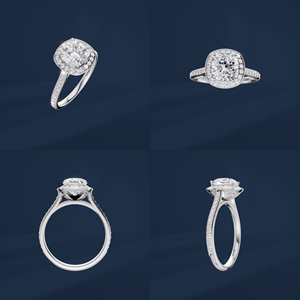 Women's PT950 Platinum <b>Cushion</b> Cut Diamond Engagement <b>Ring</b> with Halo and Side Diamonds Classic Style IGI Certified - Product Image 6