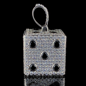 Breloques dés en moissanite sertie de diamants, unisexe, en argent sterling 925 plaqué rhodium, bijoux hip-hop, cadeau tendance pour lui - Product Image 2