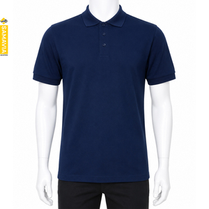 SAMAVIA เสื้อโปโลแขนสั้นผู้ชาย เสื้อโปโลแขนสั้นสีกรมท่าสำหรับผู้ชาย ทรงปกติ สไตล์ลำลอง แบบถัก - Product Image 2