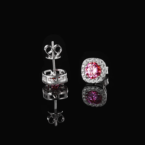 Luxury 925 Silver <b>Stud</b> <b>Earrings</b> With Pink Zircon Center And Diamond Halo For Women Everyday Wear - Product Image 3