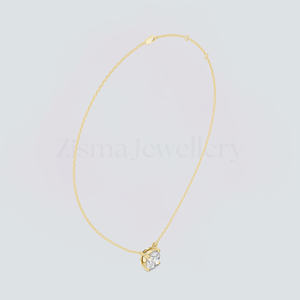 Collar con Diamante Cultivado en Laboratorio Certificado por IGI de 1 Quilate, Plata 925, Oro Sólido de 14K, DEF VVS2, Colgante Solitario Redondo, Fabricante de Joyería - Product Image 2