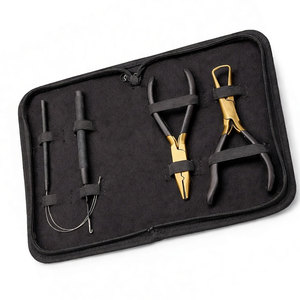 Professional Hair Extension Tool Kit Set Stainless Steel Pliers Loop <b>Needle</b> <b>Threader</b> for Micro Ring & Keratin - Product Image 2