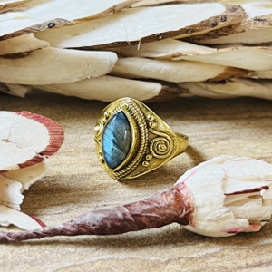 Bulk Order Available Brass <b>Ring</b> <b>Labradorite</b> Gold Plated Vintage <b>Ring</b> Tribal Style Spiral Design Wholesale Statement Women <b>Ring</b> - Product Image 5