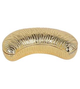 Luxury <b>Metal</b> Banana Shape Dry Fruit <b>Box</b> with Textured Lid Decorative Nut <b>Storage</b> Container for Premium Table Serving Kitchen - Product Image 2