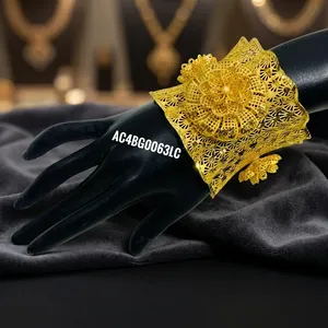 เครื่องประดับกำไลข้อมือสำหรับผู้หญิงทรงดอกไม้ชุบทอง24K หนึ่งกรัมใหม่ - Product Image 6