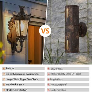 Lámpara de pared para exteriores decorativa de cristal transparente con parte superior de corona Vintage, aplique de pared Exterior impermeable para entrada de Patio, una pieza sin bombilla - Product Image 5