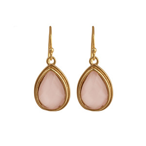 Boucles d'oreilles pendantes délicates en quartz rose, pierre de naissance de janvier, pour femme, plaqué or, bijoux en pierres précieuses, cadeau pour la personne aimée - Product Image 3
