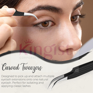 Top Selling Eyelash Tweezers sets 100% Stainless Steel Eyelash <b>Tool</b> Set Rose Gold Eyelash Tweezer Lash Applicator Smooth Tip - Product Image 4