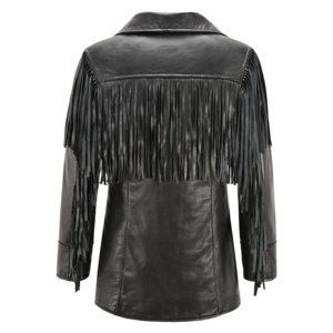 <b>Women's</b> Black Fringes Leather <b>Jacket</b> Genuine Lambskin Western Style Tassel <b>Jacket</b> Private Label OEM/ODM Wholesale Manufacturer - Product Image 3