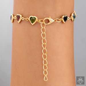 PRAO Multicoloured <b>Crystal</b> Hearts Bangle Elegant and Stylish Bracelet - Product Image 2