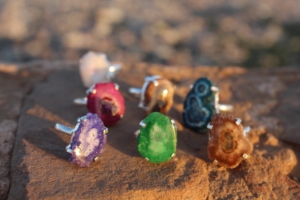 Natural Solar Agate <b>Adjustable</b> <b>Ring</b> 925 Silver Plated Prong Set Mixed Gemstone Assorted <b>Rings</b> Wholesale Bulk Fashion Jewelry - Product Image 4