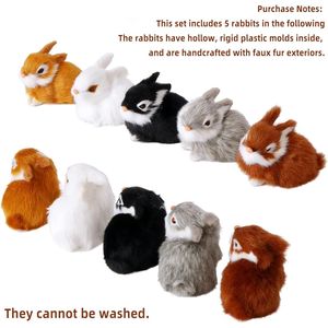 Juego de 5 Figuras Realistas de Conejitos de Pascua en Colores Naturales (Negro, Marrón, Gris) para Coleccionistas, Decoración de Pascua con Aspecto Real - Product Image 6