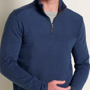 Sweat-shirt demi-zip pour homme en coton biologique, pull à col montant zippé, sweat-shirts pour homme à manches longues en coton biologique, sweat-shirt ras du cou pour homme - Product Image 6