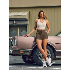 Shorts Cortos de Felpa para Mujer, Cintura Alta, Bolsillos Laterales, Mezcla de Algodón Suave, Corte Holgado, para Descansar, Gimnasio, Invierno - Product Image 4