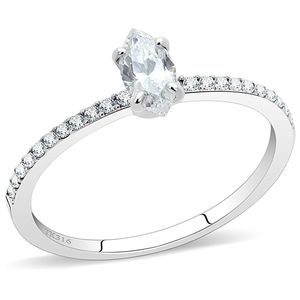 Anello alla Moda DA031 in Acciaio Inossidabile Lucidato a Specchio con Zirconia Cubica Trasparente Senza Placcatura - Product Image 1