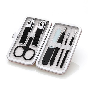 Hot Selling Custom <b>Manicure</b> Pedicure <b>Kit</b> 5 1 Durable Stainless Steel Nail Clipper Scissor File Portable Luxurious Style Bag - Product Image 1