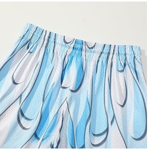 Men's <b>Light</b> Blue White Solid Mid Waist Drawstring Casual Woven 100% Polyester Breathable Lightweight Boho Short Shorts - Product Image 2