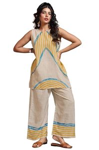 Premium <b>Linen</b> Women Co-ord Set Digital Print Cover up Relaxed Fit Designer - Product Image 1