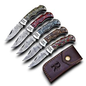 Couteau de poche pliant en acier Damas ultra-affûté, design unique fait main, qualité supérieure, EDC, survie, chasse, camping, tactique, OBM, OEM - Product Image 1