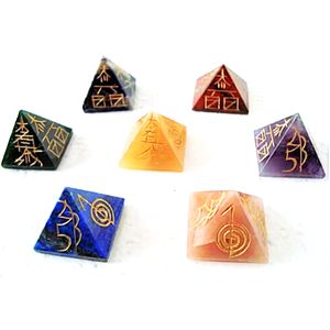 Ensemble de pyramides de pierres des 7 chakras Reiki faites à la main USAI, en quartz, agate et pierres semi-précieuses, artisanat religieux - Product Image 4