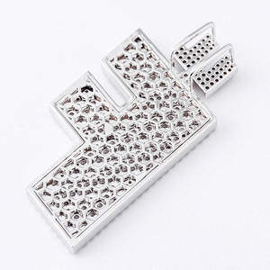 Colgante con Letra F, Cristal, Micro Pavé, Aleación Plateada, Unisex, Estilo Hiphop, Joyería de Moda - Product Image 3