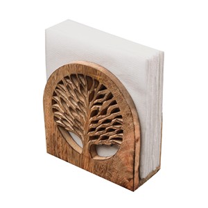 Porta Servilletas Rústico de Madera de Mango con Bordes Tallados, Venta al Por Mayor - Product Image 2