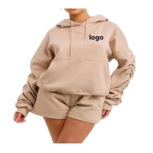 Nouveautés tendance : ensembles courts à capuche pour femmes, ensembles deux pièces, polyester/coton respirant et écologique, vente personnalisée - Product Image 6