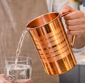 Gift Copper <b>Jug</b> Set with Glass Premium Ayurvedic <b>Drinking</b> Pitcher Bulk Export Supplier India - Product Image 2
