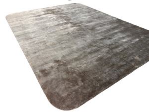 Handmade Coffee Brown Silk Area Rug | Modern Minimalist Carpet | Round edges - Product Image 1