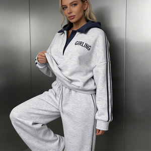 Sudadera con Capucha y Pantalones Cortos Personalizados para Mujer, Térmicos, Gruesos, 500 GSM 350 GSM, de Poliéster/Algodón, con Forro Polar, Bordados, Talla Grande - Product Image 5