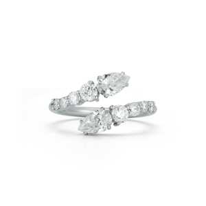 Anillos llamativos de oro macizo de 14k para mujer, con diseño de serpiente cruzada y diamantes cultivados en laboratorio (VS y DEF), de 1.42ctw - Product Image 3