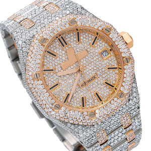 Montre à quartz pour homme en acier inoxydable, style hip-hop urbain, avec diamants Moissanite VVS, bracelet de 20 mm, cadran en verre, tendance - Product Image 2