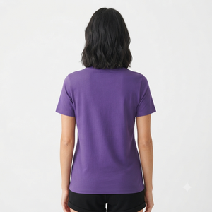 เสื้อยืดผู้หญิงสีพื้นเรียบง่าย แขนสั้น คอกลม สไตล์สตรีทแวร์ สามารถสั่งทำได้ - Product Image 6