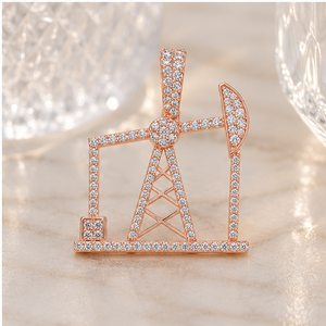 Iced Minimalist Statement Custom <b>Drilling</b> Rig 10K Gold Lab Grown Diamond Fashion <b>Jewelry</b> Pendants Charms Unique Necklaces Gifts - Product Image 2