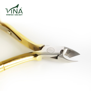 Pince à ongles double usage VNN-20 Vina lame dorée semi-incurvée pour la coupe des cuticules et des ongles - Product Image 4