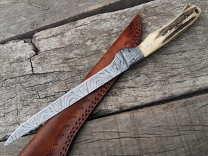 Luxury Damascus Steel Fillet <b>Knife</b> Handmade Bone Handle Slide Open Razor <b>Sharp</b> High Durability Customizable Fishing Camping - Product Image 3
