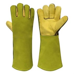 Heavy Duty Heat Resistant Front Cow Grain Leather Welding Gloves Fireproof Back & <b>Cuff</b> Cow Split Leather Work Safety Glove - Product Image 4