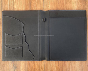 High Quality Customized Boot Stitch Suede Leather Compendium File Folder Document Organizer <b>Portfolio</b> Genuine Leather Binders - Product Image 6