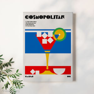 ศิลปะบนผืนผ้าใบสำหรับห้องครัว, โปสเตอร์ภาพประกอบค็อกเทลสไตล์โมเดิร์นคอสโมโพลิตัน, ของตกแต่งผนังบาร์สุดเก๋สำหรับบ้าน - Product Image 1