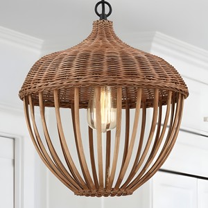 Lampes suspendues en rotin en forme de gland pour chambres d'enfants, abat-jour tressés à la main - Product Image 2