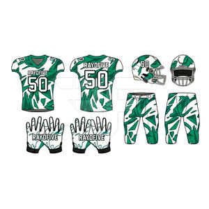 Uniforme de Fútbol Americano Transpirable con Cuello en V, Mangas Cortas, Diseño Verde y Blanco con Marca Personalizada - Product Image 3