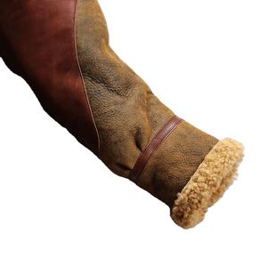 Chaqueta de Cuero Genuino para Hombre, Estilo Aviador, con Forro de Piel, Talla Grande, Color Marrón, para Invierno, Venta al Por Mayor OEM de Alta Calidad - Product Image 6