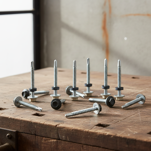 PDC Model 12 Hex Head Self Drilling <b>Screw</b> Bonded EPDM Washer Carbon Steel Coarse Thread <b>Galvanized</b> Zinc Plated Class 4.8/6.8 - Product Image 1