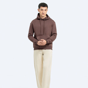 Sweat-shirt à capuche marron pour homme, coupe classique, en coton French Terry, décontracté, pour l'automne, avec poche avant - Product Image 1