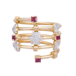 Anillo de Oro Amarillo de 18K con Rubí - Corte Cojín, Ajustable, Oro Sólido - Product Image 1